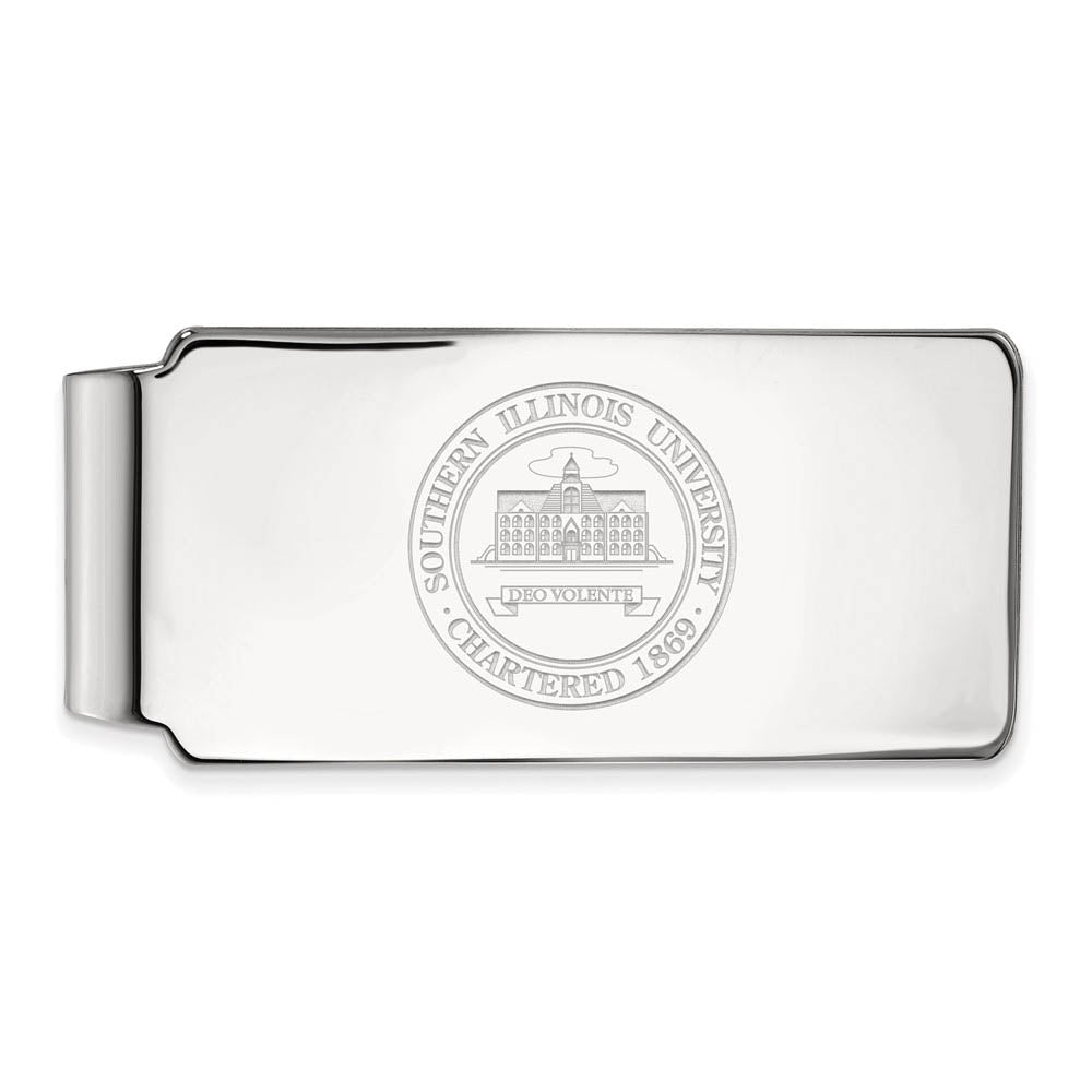 10k White Gold Southern Illinois U Crest Money Clip, Item M9661 by The Black Bow Jewelry Co.