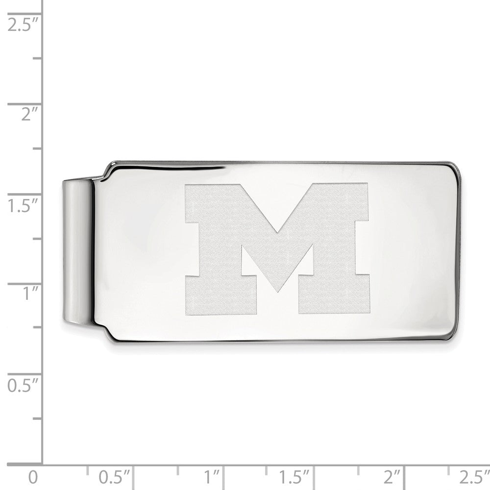 Alternate view of the 10k White Gold Michigan (Univ of) Money Clip by The Black Bow Jewelry Co.