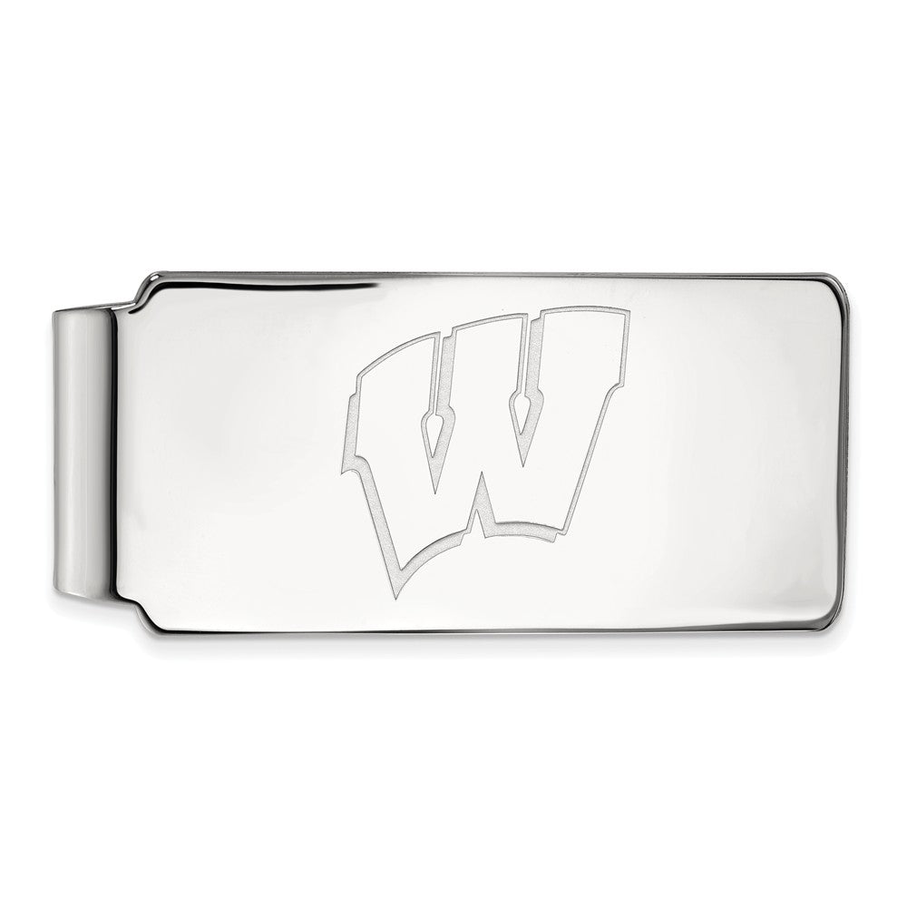 10k White Gold University of Wisconsin Money Clip, Item M9688 by The Black Bow Jewelry Co.