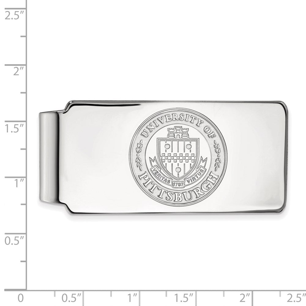 Alternate view of the 10k White Gold U of Pittsburgh Crest Money Clip by The Black Bow Jewelry Co.