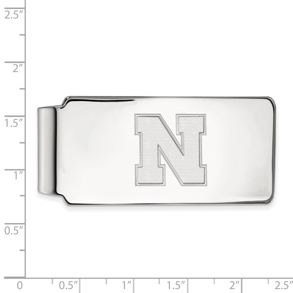Alternate view of the 10k White Gold U of Nebraska Money Clip by The Black Bow Jewelry Co.