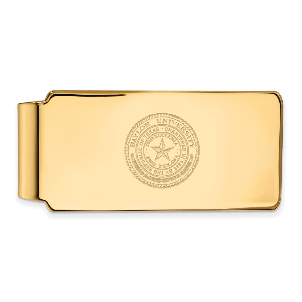 10k Yellow Gold Baylor U Crest Money Clip, Item M9827 by The Black Bow Jewelry Co.