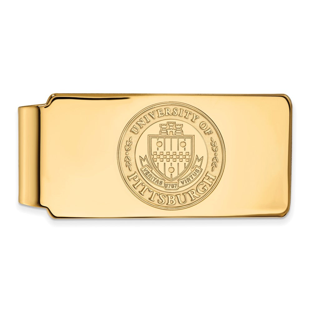 10k Yellow Gold U of Pittsburgh Crest Money Clip, Item M9835 by The Black Bow Jewelry Co.