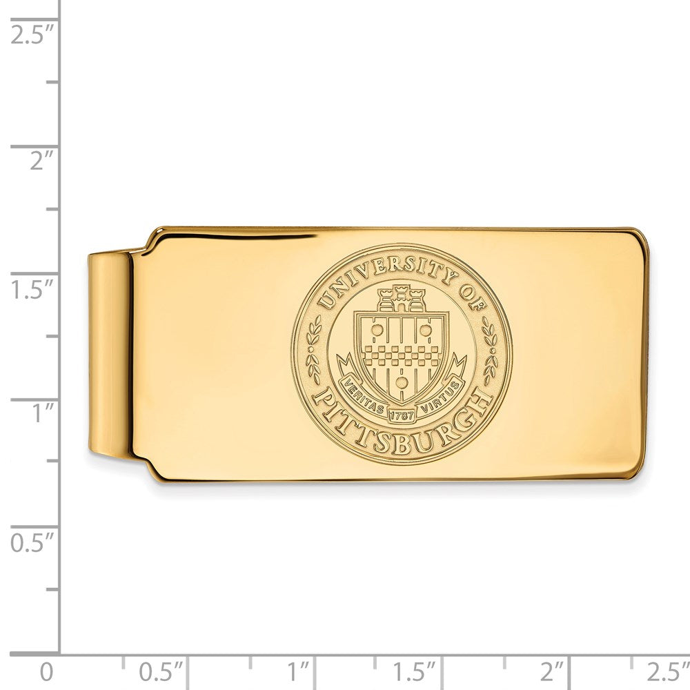 Alternate view of the 10k Yellow Gold U of Pittsburgh Crest Money Clip by The Black Bow Jewelry Co.