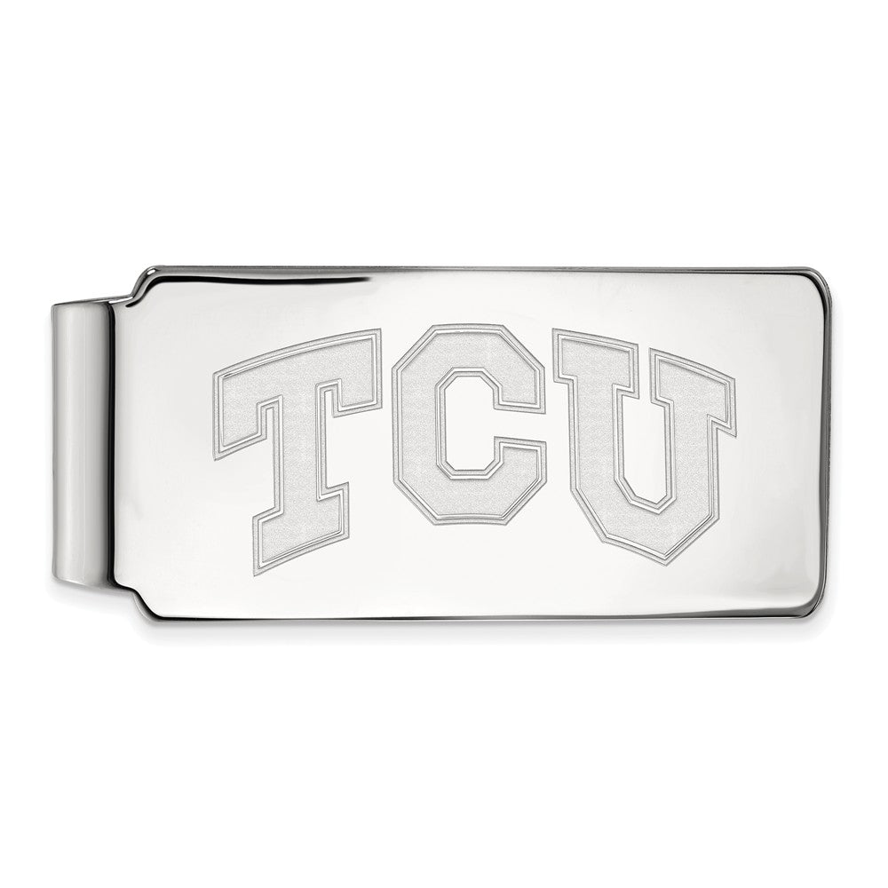 14k White Gold Texas Christian U Money Clip, Item M9852 by The Black Bow Jewelry Co.