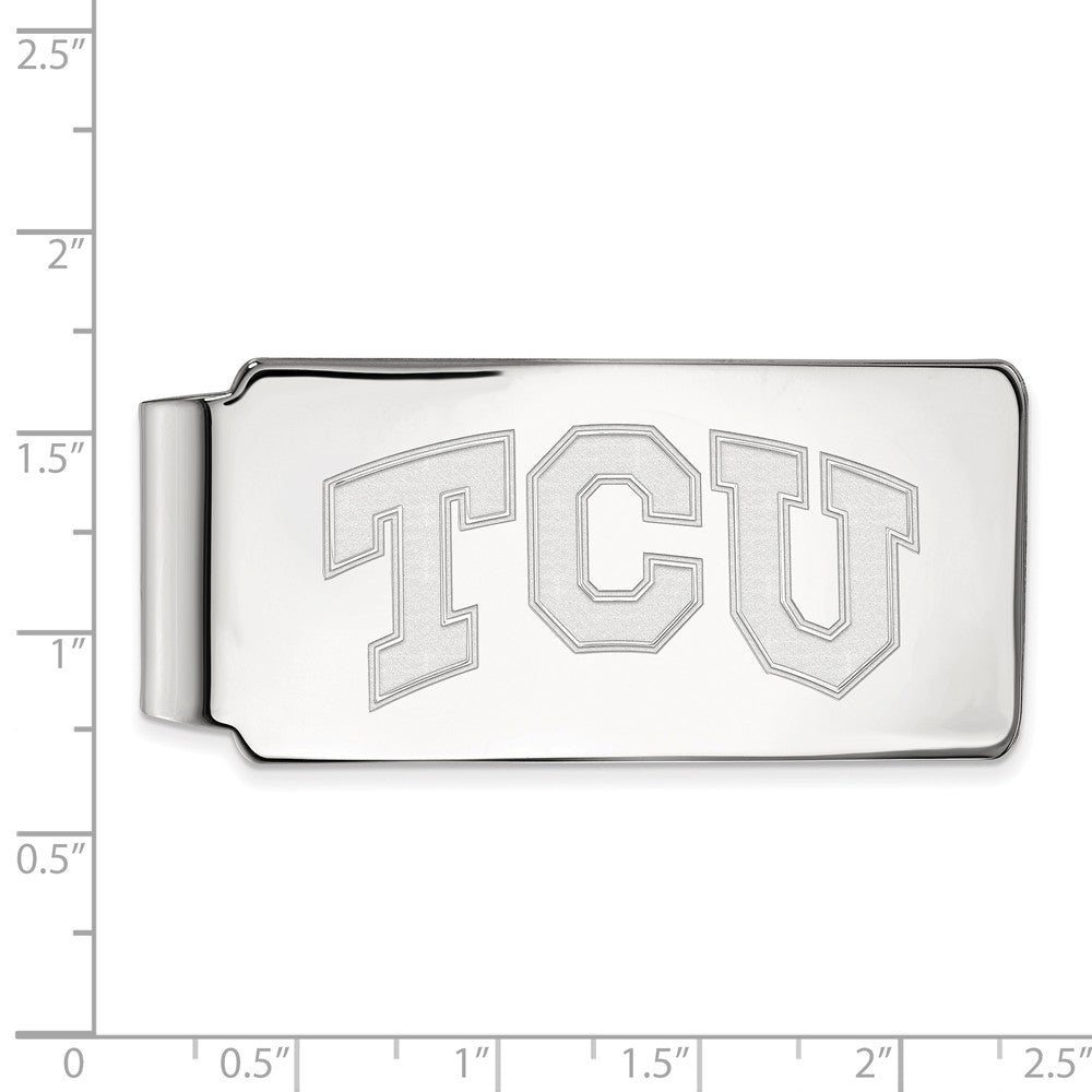 Alternate view of the 14k White Gold Texas Christian U Money Clip by The Black Bow Jewelry Co.