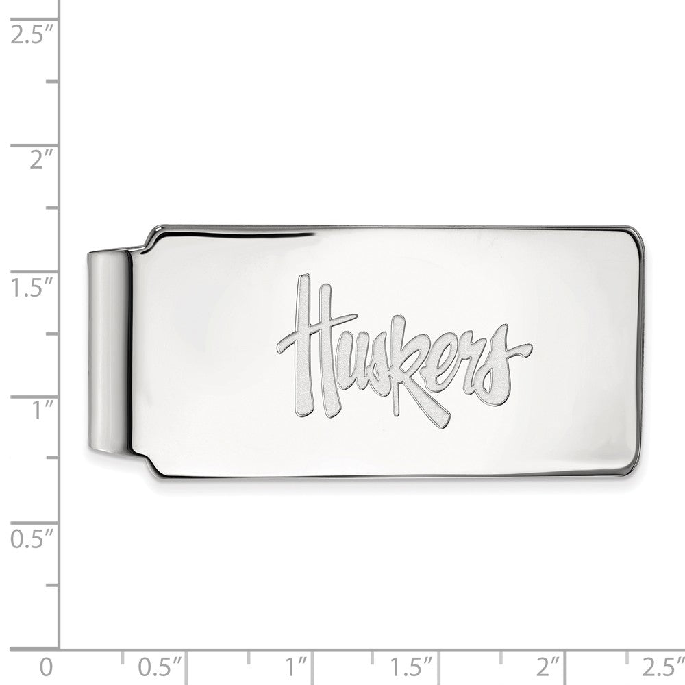 Alternate view of the 14k White Gold U of Nebraska Logo Money Clip by The Black Bow Jewelry Co.