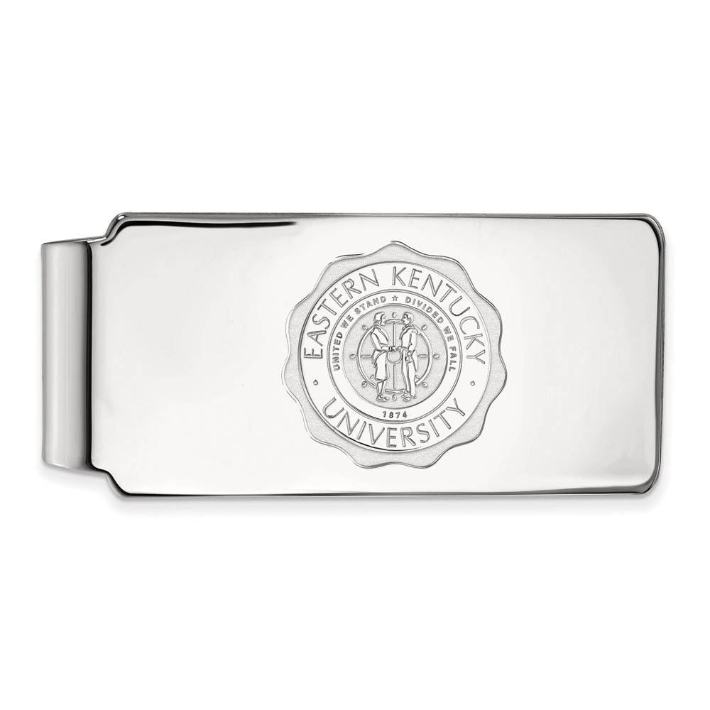 14k White Gold Eastern Kentucky U Crest Money Clip, Item M9877 by The Black Bow Jewelry Co.