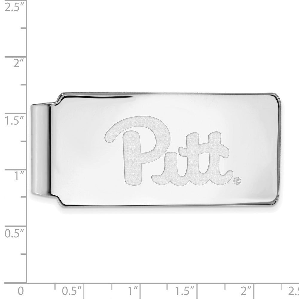 Alternate view of the 14k White Gold U of Pittsburgh Money Clip by The Black Bow Jewelry Co.