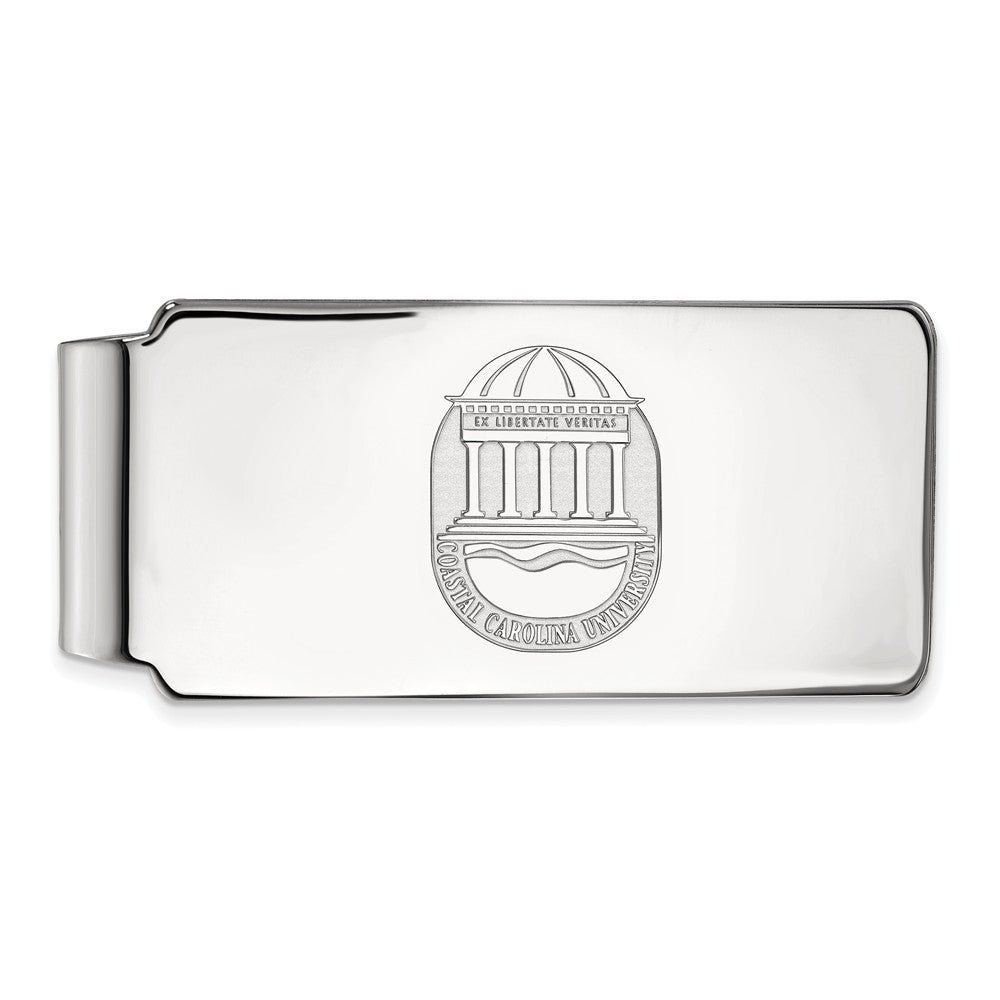 14k White Gold Coastal Carolina U Crest Money Clip, Item M9897 by The Black Bow Jewelry Co.