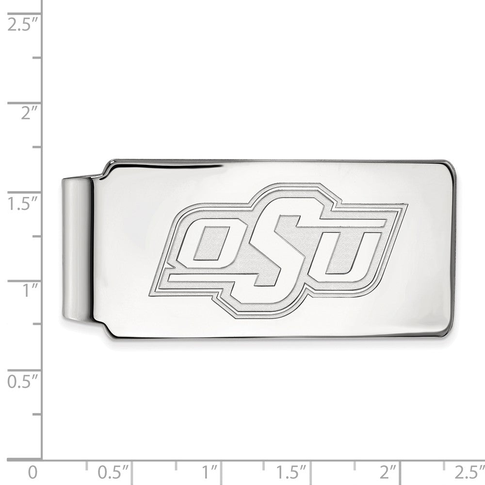 Alternate view of the 14k White Gold Oklahoma State Money Clip by The Black Bow Jewelry Co.