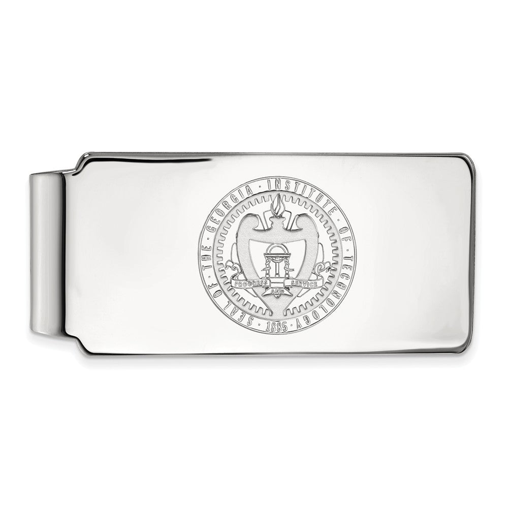 14k White Gold Georgia Technology Crest Money Clip, Item M9957 by The Black Bow Jewelry Co.