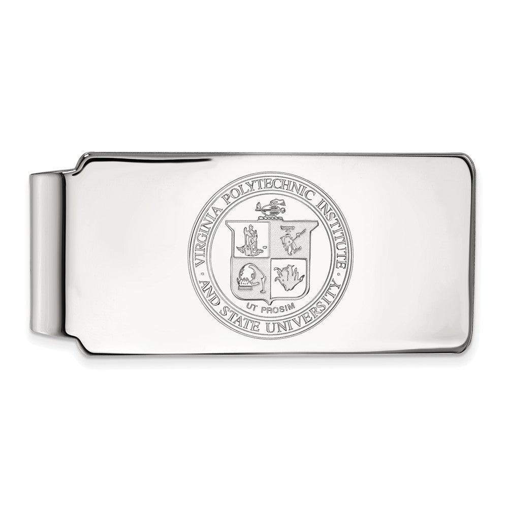 14k White Gold Virginia Tech Crest Money Clip, Item M9962 by The Black Bow Jewelry Co.