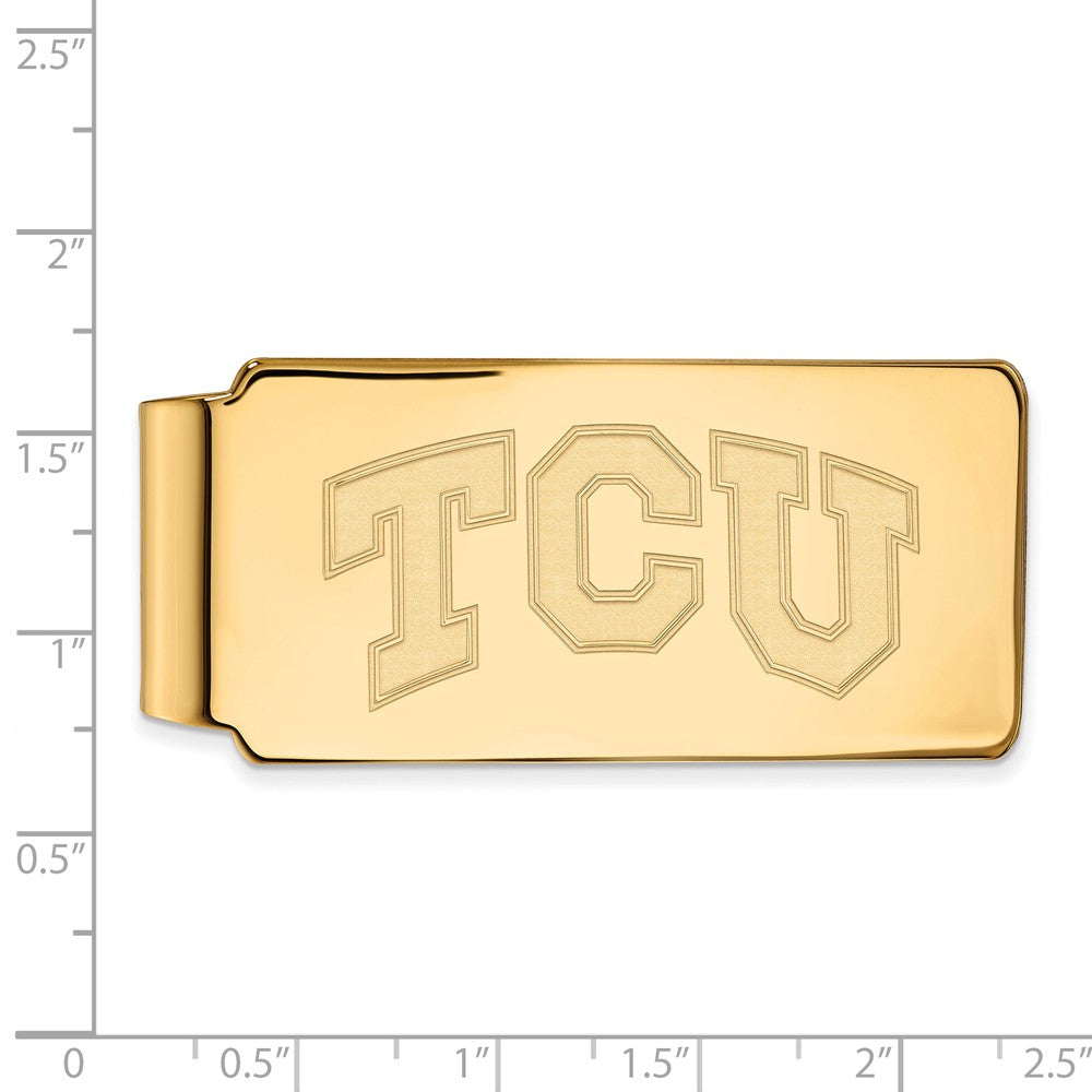 Alternate view of the 14k Yellow Gold Texas Christian U Money Clip by The Black Bow Jewelry Co.
