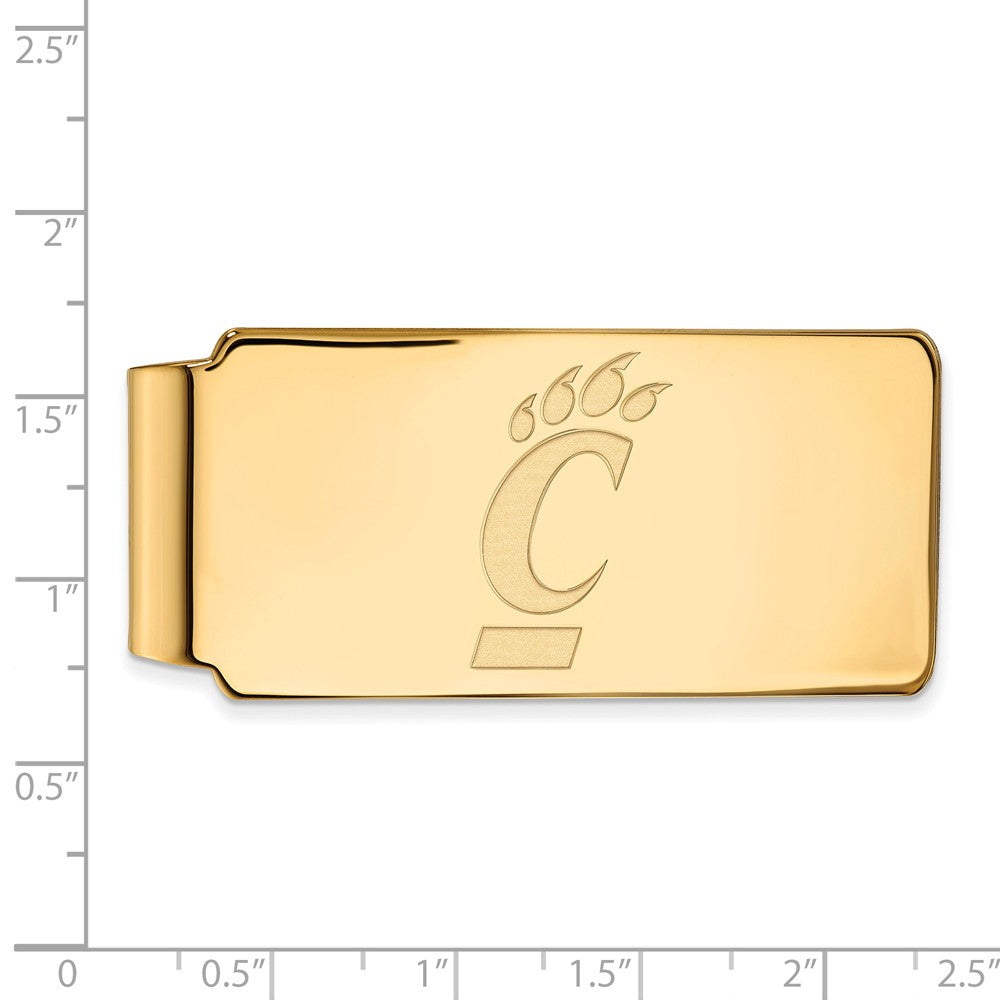 Alternate view of the 14k Yellow Gold U of Cincinnati Money Clip by The Black Bow Jewelry Co.