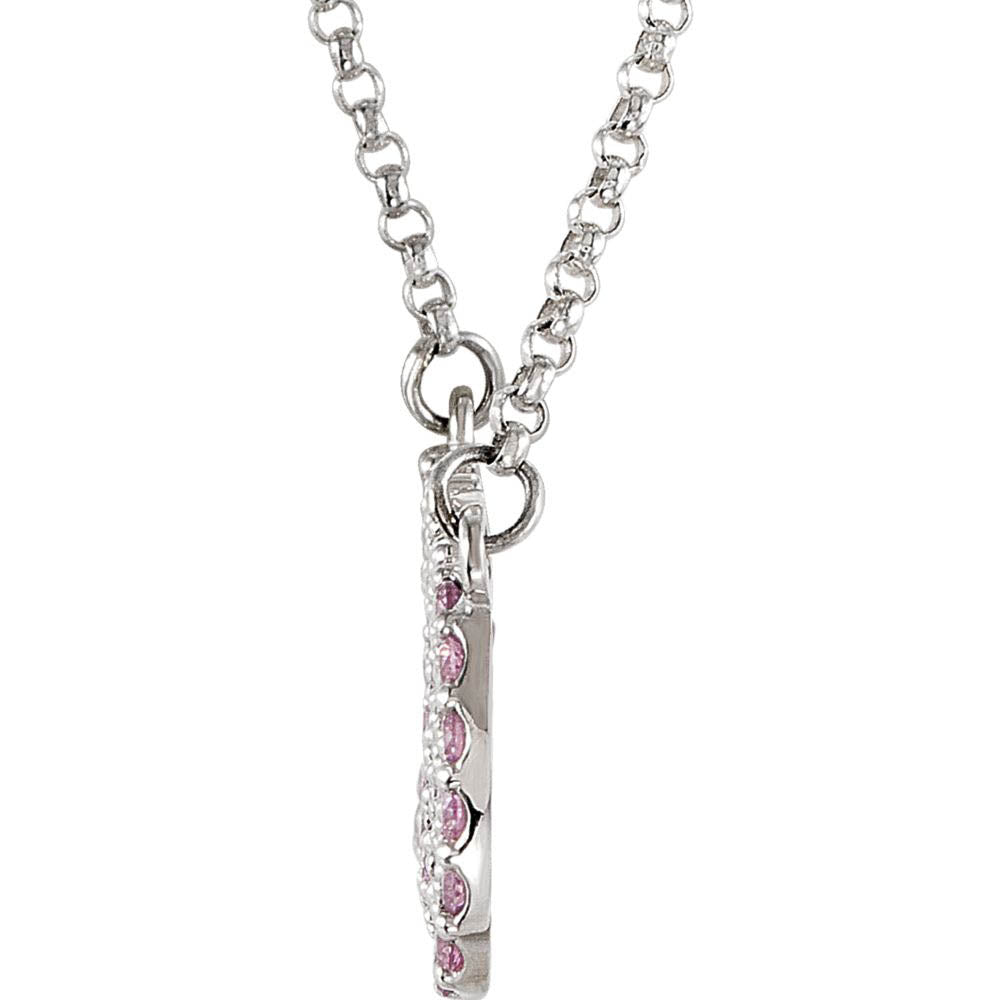 Alternate view of the XOXO Pink Cubic Zirconia and Sterling Silver Necklace, 18 Inch by The Black Bow Jewelry Co.