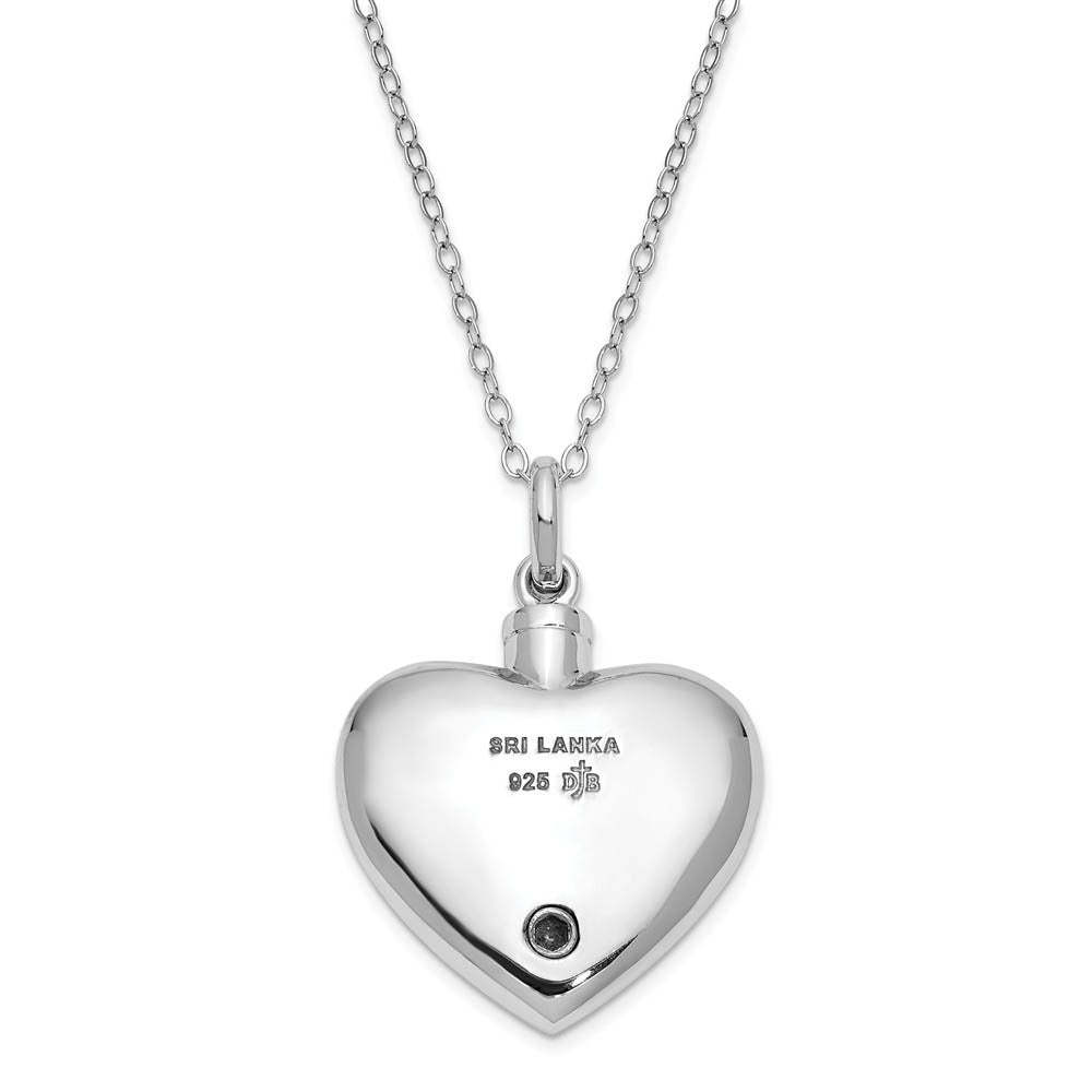 Alternate view of the Sterling Silver Mother of an Angel Heart Ash Holder Necklace, 18 Inch by The Black Bow Jewelry Co.