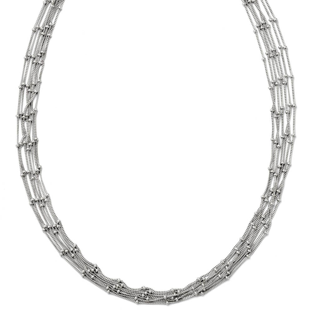 Seven Strand Beaded Curb Chain Necklace in Sterling Silver, 18 Inch, Item N10190 by The Black Bow Jewelry Co.