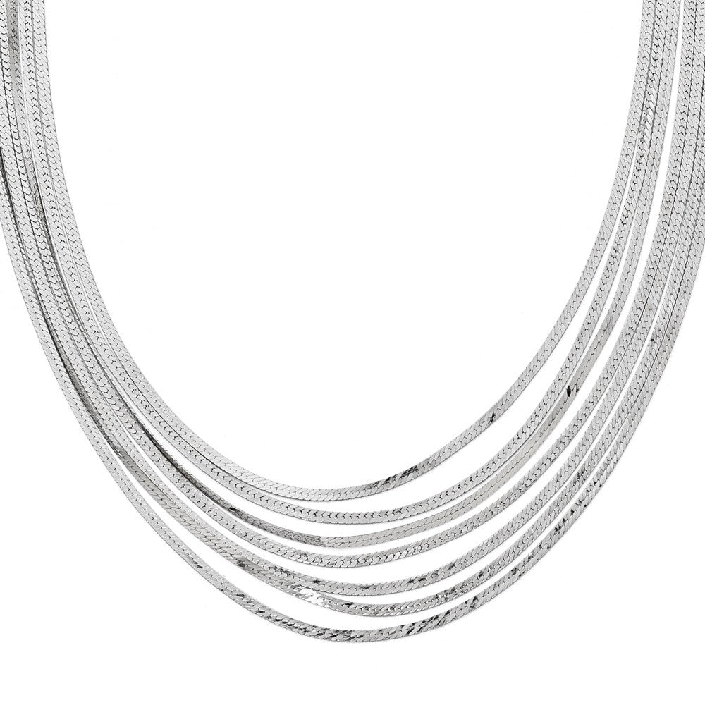 Seven Strand Herringbone Necklace in Sterling Silver, 17 Inch, Item N10256 by The Black Bow Jewelry Co.