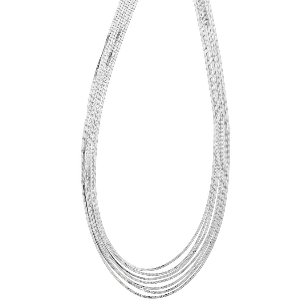 Alternate view of the Seven Strand Herringbone Necklace in Sterling Silver, 17 Inch by The Black Bow Jewelry Co.