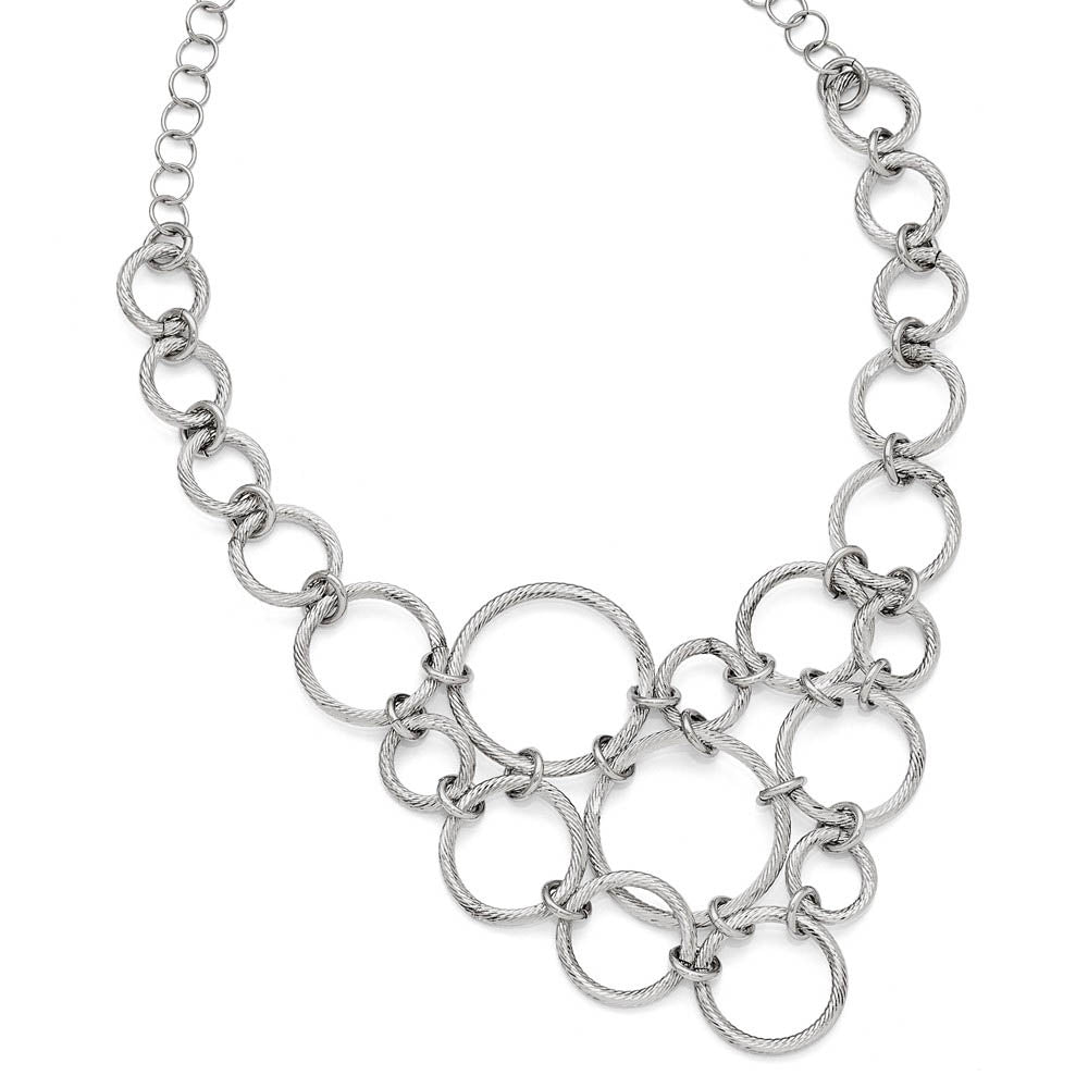 Textured Multi Circle Collar Necklace in Sterling Silver, 18.5 Inch, Item N10261 by The Black Bow Jewelry Co.