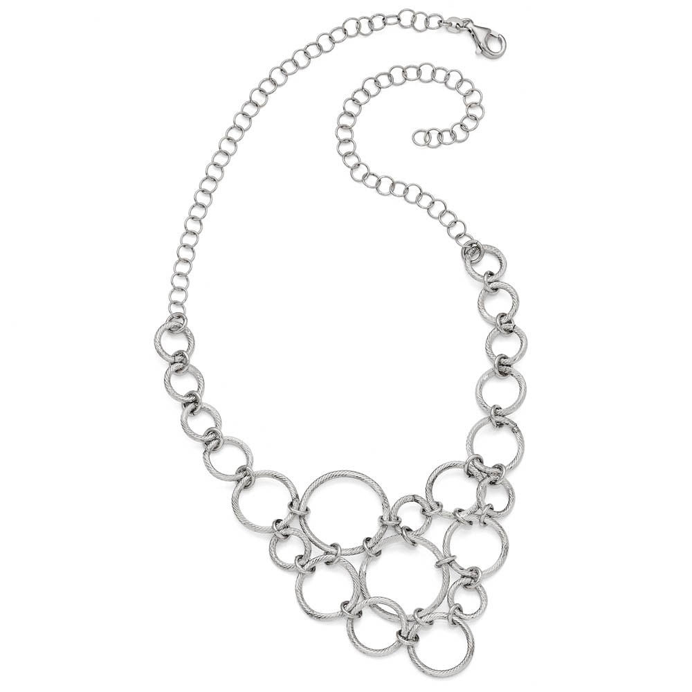Alternate view of the Textured Multi Circle Collar Necklace in Sterling Silver, 18.5 Inch by The Black Bow Jewelry Co.