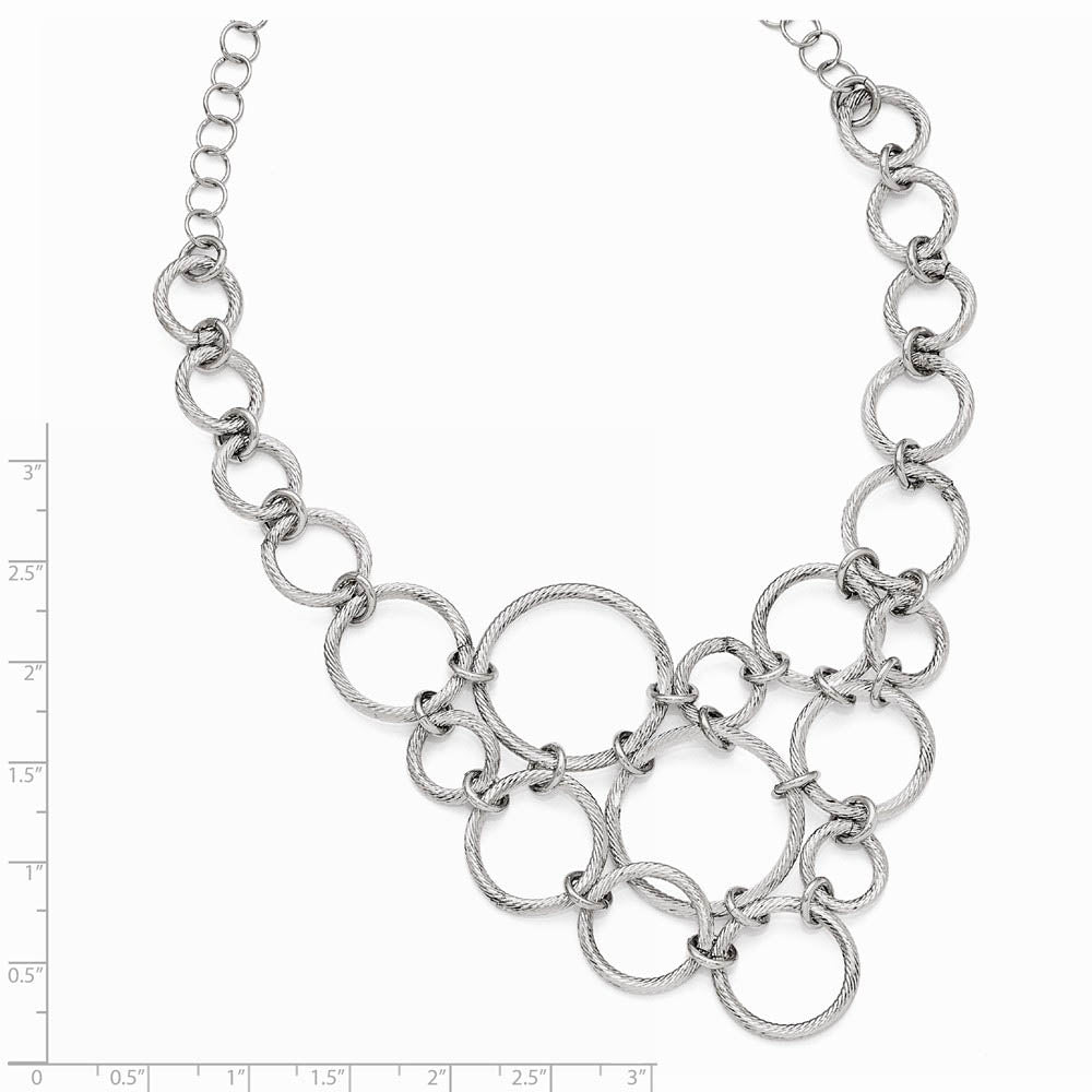 Alternate view of the Textured Multi Circle Collar Necklace in Sterling Silver, 18.5 Inch by The Black Bow Jewelry Co.