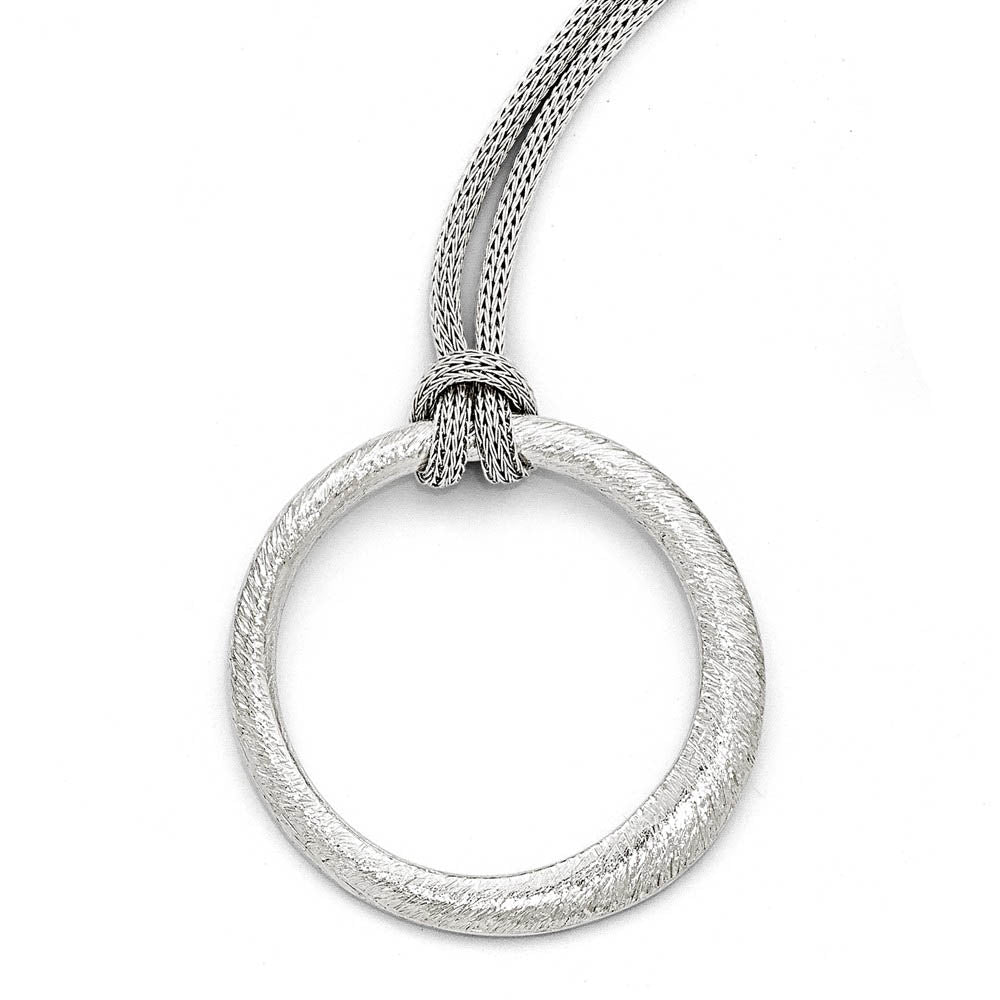 Knotted Asymmetrical Circle Necklace in Sterling Silver, 18 Inch, Item N10267 by The Black Bow Jewelry Co.