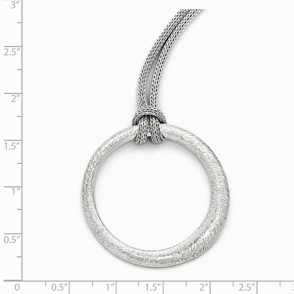 Alternate view of the Knotted Asymmetrical Circle Necklace in Sterling Silver, 18 Inch by The Black Bow Jewelry Co.