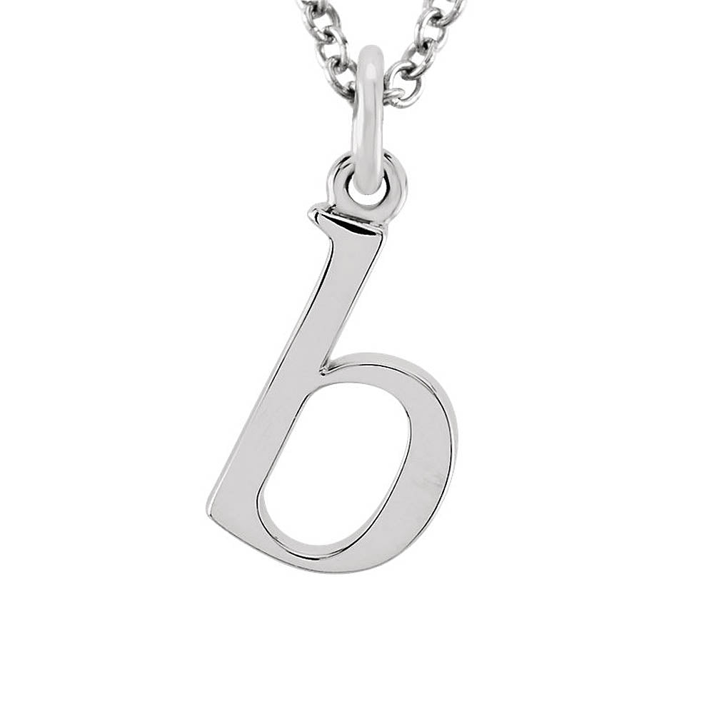 The Abbey Lower Case Initial 'b' Necklace in 14k White Gold, 16 Inch, Item N10361-B by The Black Bow Jewelry Co.