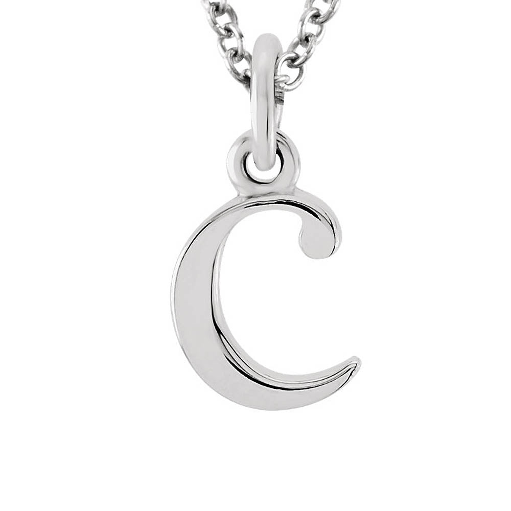The Abbey Lower Case Initial 'c' Necklace in 14k White Gold, 16 Inch, Item N10361-C by The Black Bow Jewelry Co.
