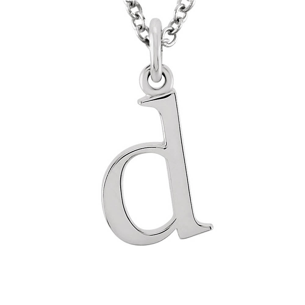 The Abbey Lower Case Initial 'd' Necklace in 14k White Gold, 16 Inch, Item N10361-D by The Black Bow Jewelry Co.