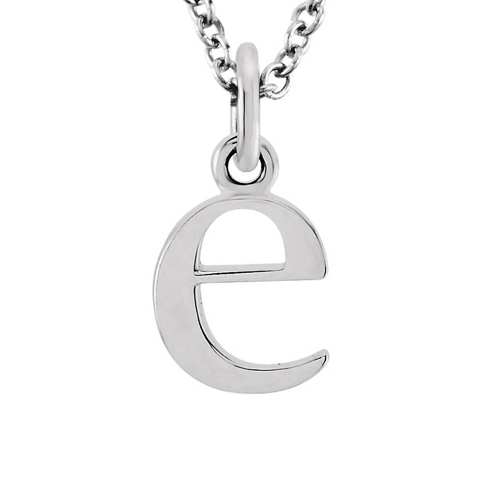 The Abbey Lower Case Initial 'e' Necklace in 14k White Gold, 16 Inch, Item N10361-E by The Black Bow Jewelry Co.