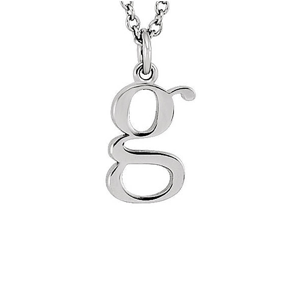 The Abbey Lower Case Initial 'g' Necklace in 14k White Gold, 16 Inch, Item N10361-G by The Black Bow Jewelry Co.