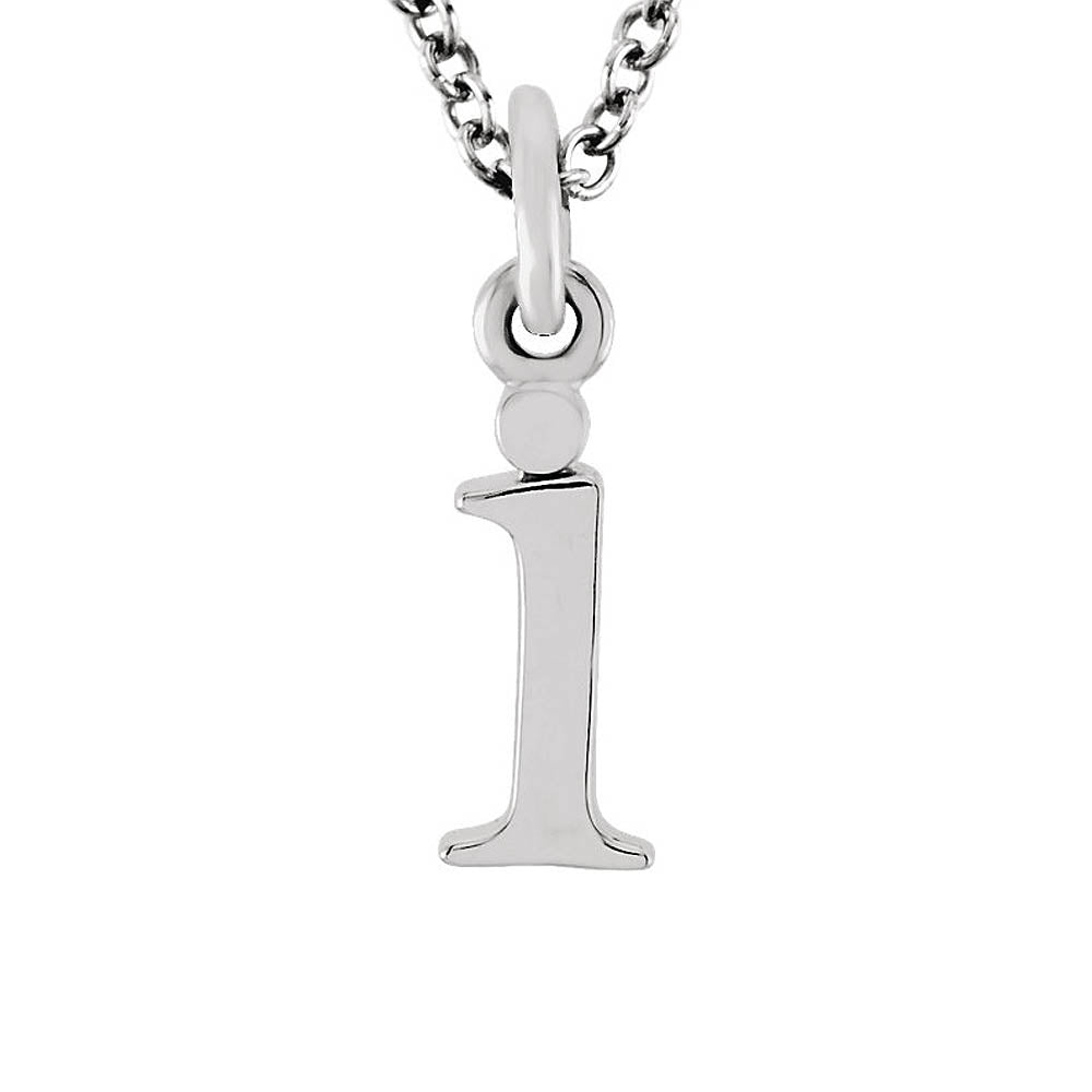 The Abbey Lower Case Initial 'i' Necklace in 14k White Gold, 16 Inch, Item N10361-I by The Black Bow Jewelry Co.