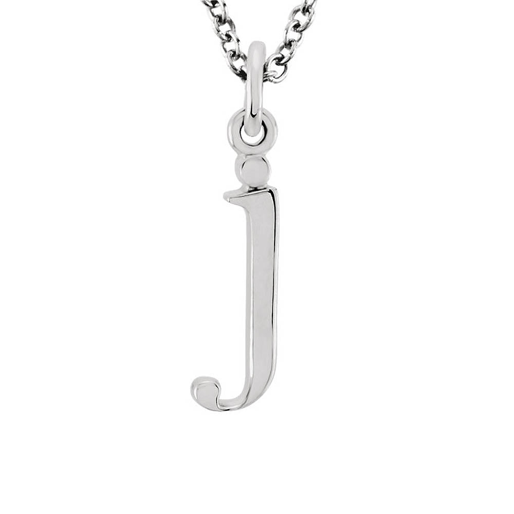 The Abbey Lower Case Initial 'j' Necklace in 14k White Gold, 16 Inch, Item N10361-J by The Black Bow Jewelry Co.
