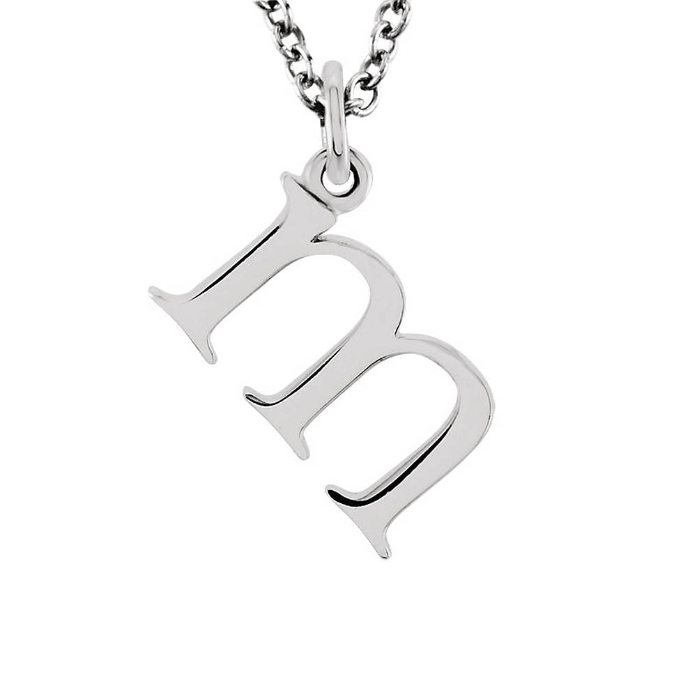 The Abbey Lower Case Initial 'm' Necklace in 14k White Gold, 16 Inch, Item N10361-M by The Black Bow Jewelry Co.