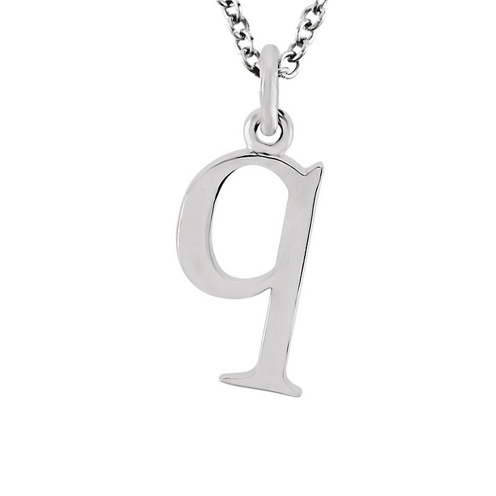 The Abbey Lower Case Initial 'q' Necklace in 14k White Gold, 16 Inch, Item N10361-Q by The Black Bow Jewelry Co.