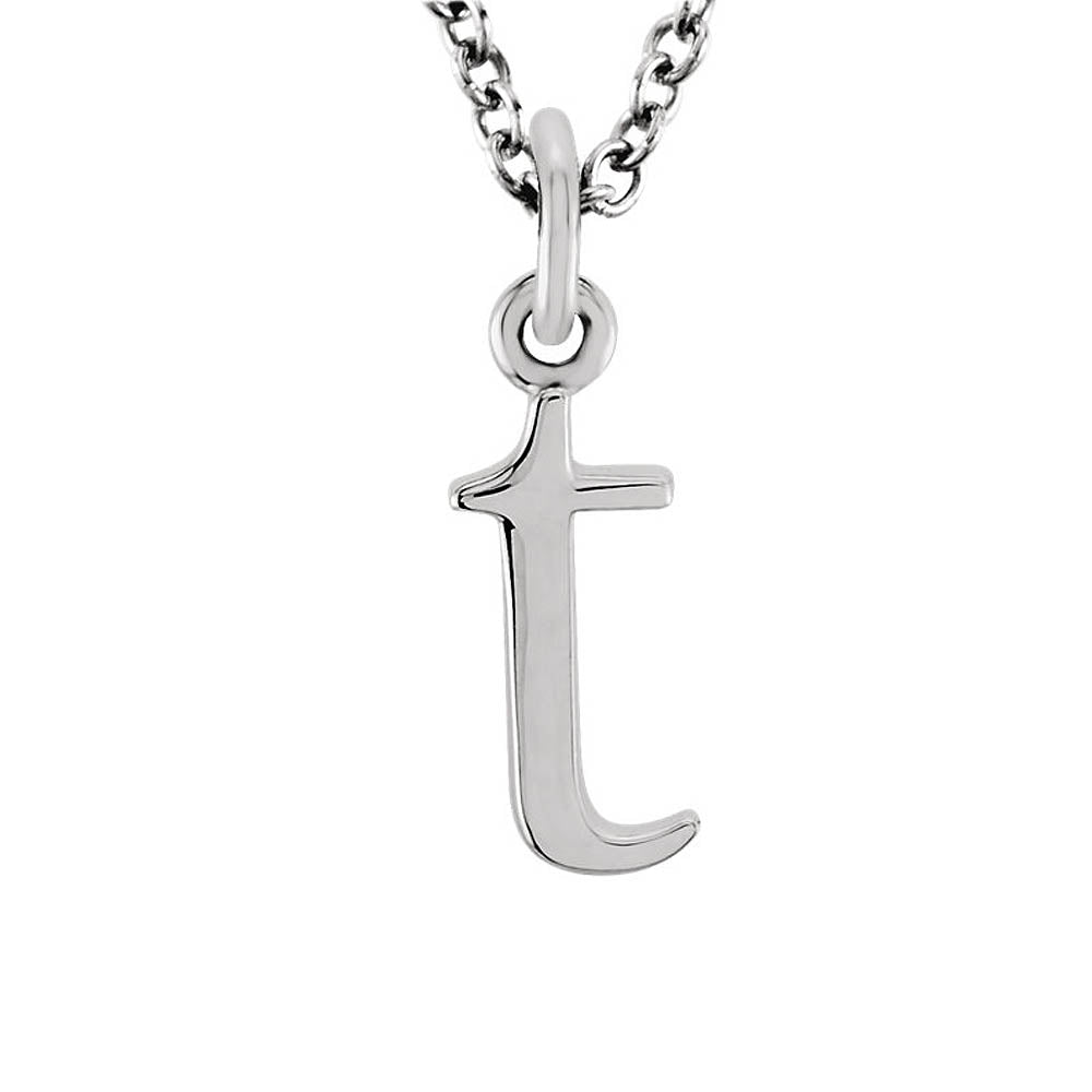 The Abbey Lower Case Initial 't' Necklace in 14k White Gold, 16 Inch, Item N10361-T by The Black Bow Jewelry Co.