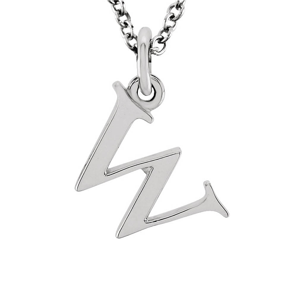 The Abbey Lower Case Initial 'w' Necklace in 14k White Gold, 16 Inch, Item N10361-W by The Black Bow Jewelry Co.