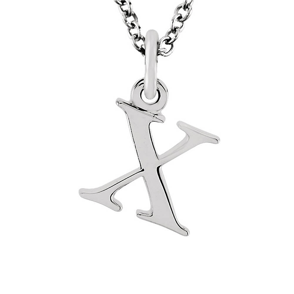 The Abbey Lower Case Initial 'x' Necklace in 14k White Gold, 16 Inch, Item N10361-X by The Black Bow Jewelry Co.