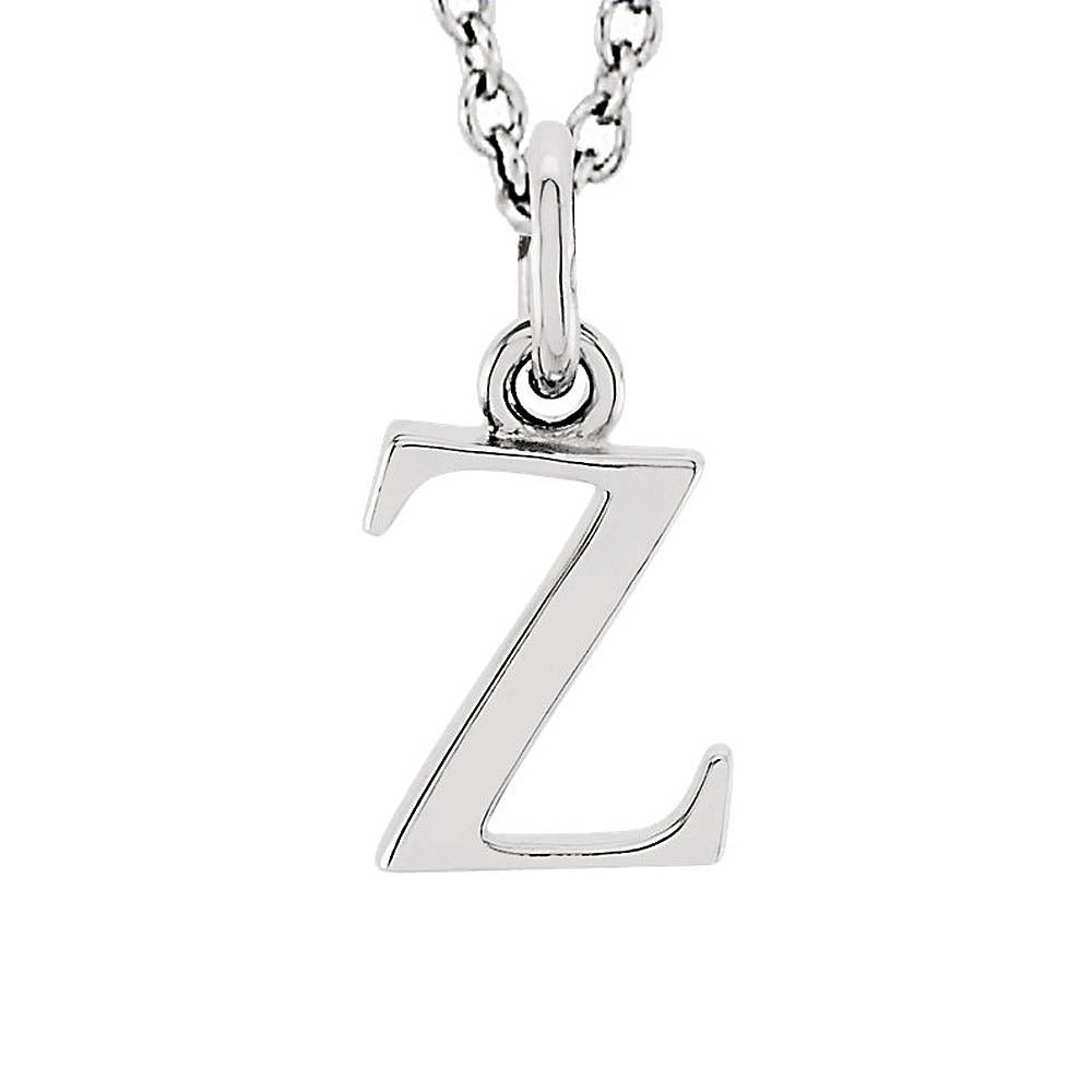 The Abbey Lower Case Initial 'z' Necklace in 14k White Gold, 16 Inch, Item N10361-Z by The Black Bow Jewelry Co.