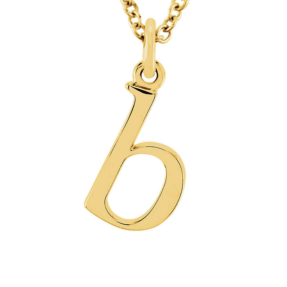 The Abbey Lower Case Initial 'b' Necklace in 14k Yellow Gold, 16 Inch, Item N10362-B by The Black Bow Jewelry Co.
