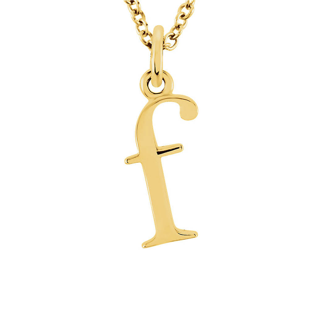 The Abbey Lower Case Initial 'f' Necklace in 14k Yellow Gold, 16 Inch, Item N10362-F by The Black Bow Jewelry Co.