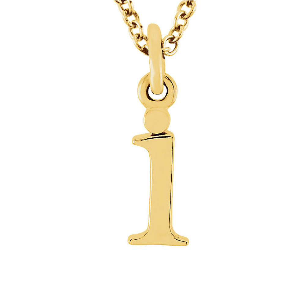 The Abbey Lower Case Initial 'i' Necklace in 14k Yellow Gold, 16 Inch, Item N10362-I by The Black Bow Jewelry Co.