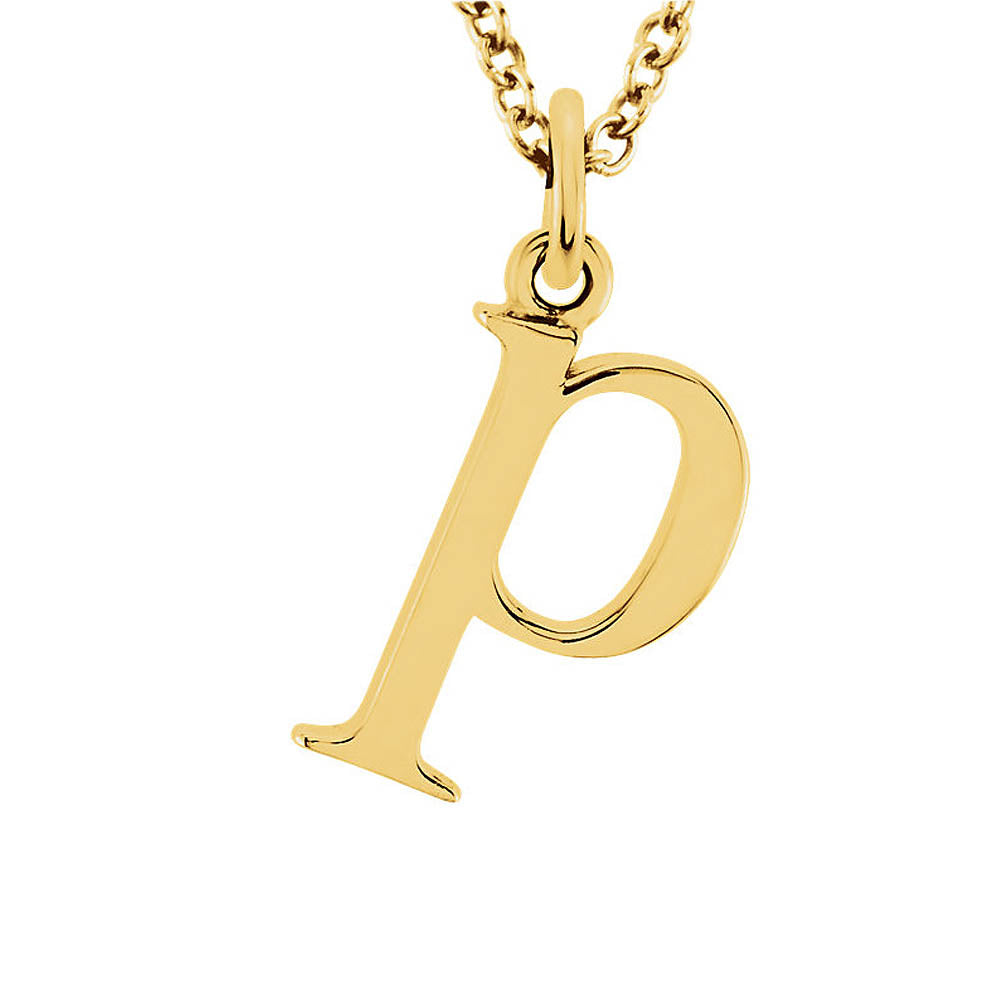 The Abbey Lower Case Initial 'p' Necklace in 14k Yellow Gold, 16 Inch, Item N10362-P by The Black Bow Jewelry Co.