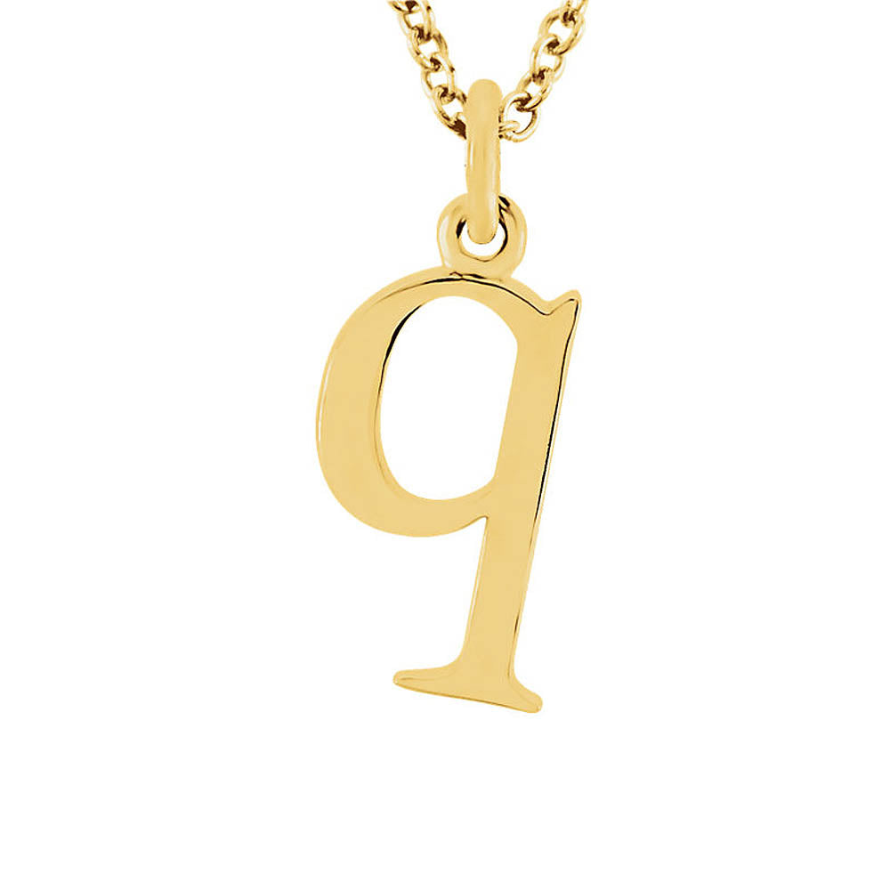 The Abbey Lower Case Initial 'q' Necklace in 14k Yellow Gold, 16 Inch, Item N10362-Q by The Black Bow Jewelry Co.