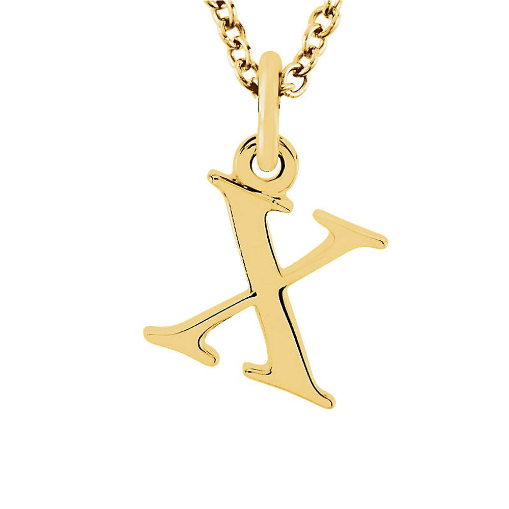 The Abbey Lower Case Initial 'x' Necklace in 14k Yellow Gold, 16 Inch, Item N10362-X by The Black Bow Jewelry Co.