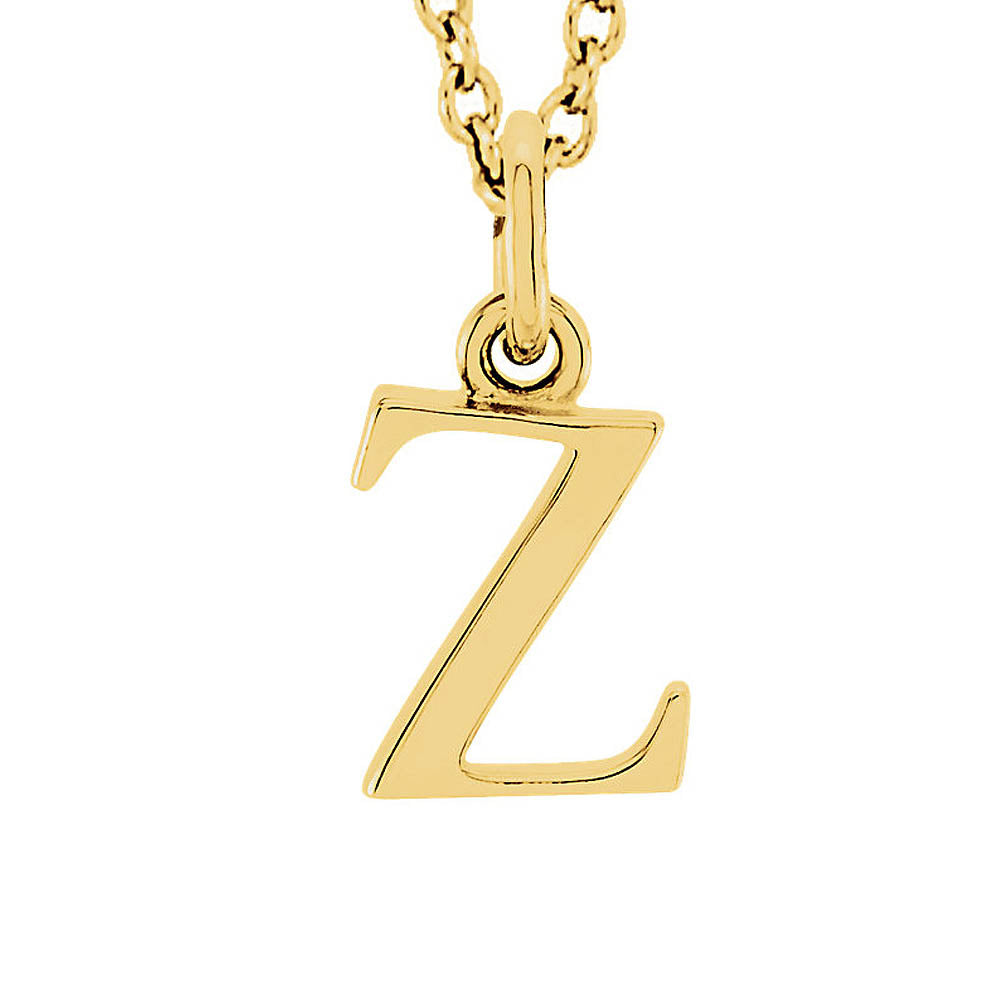 The Abbey Lower Case Initial 'z' Necklace in 14k Yellow Gold, 16 Inch, Item N10362-Z by The Black Bow Jewelry Co.