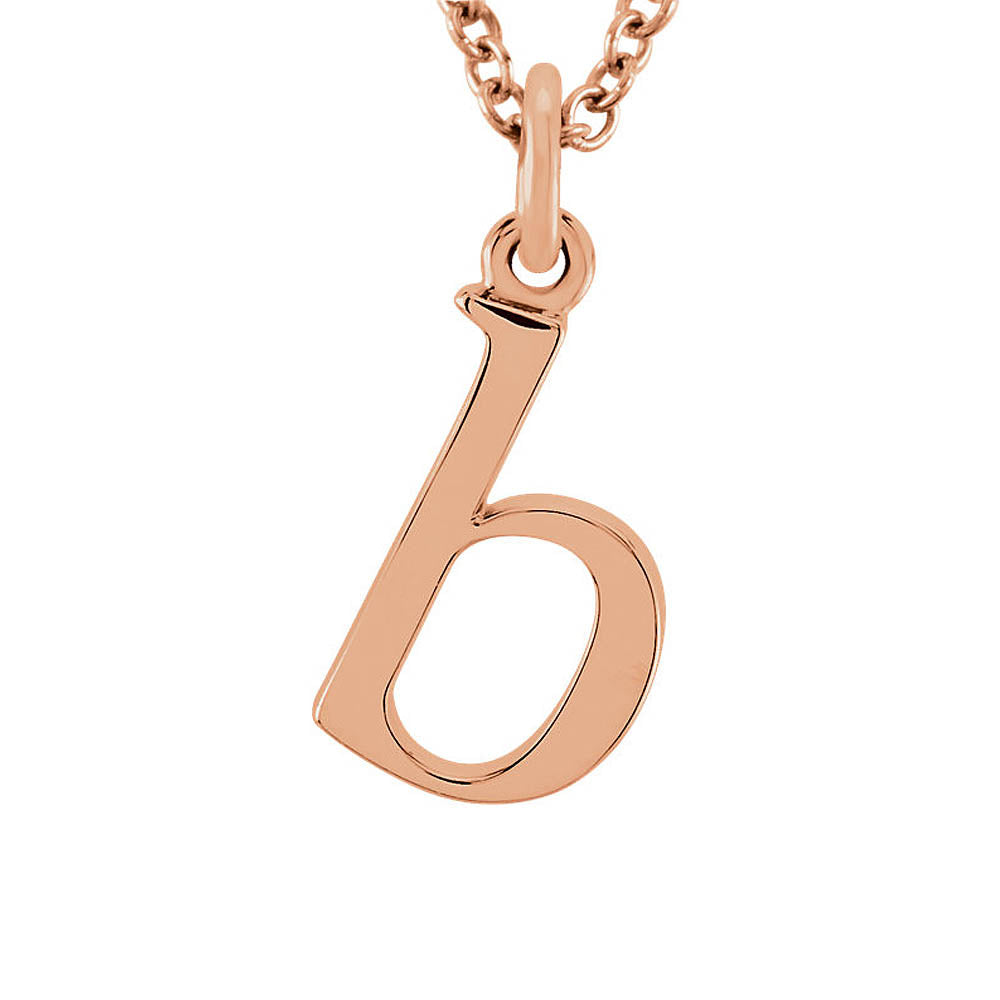 The Abbey Lower Case Initial 'b' Necklace in 14k Rose Gold, 16 Inch, Item N10363-B by The Black Bow Jewelry Co.
